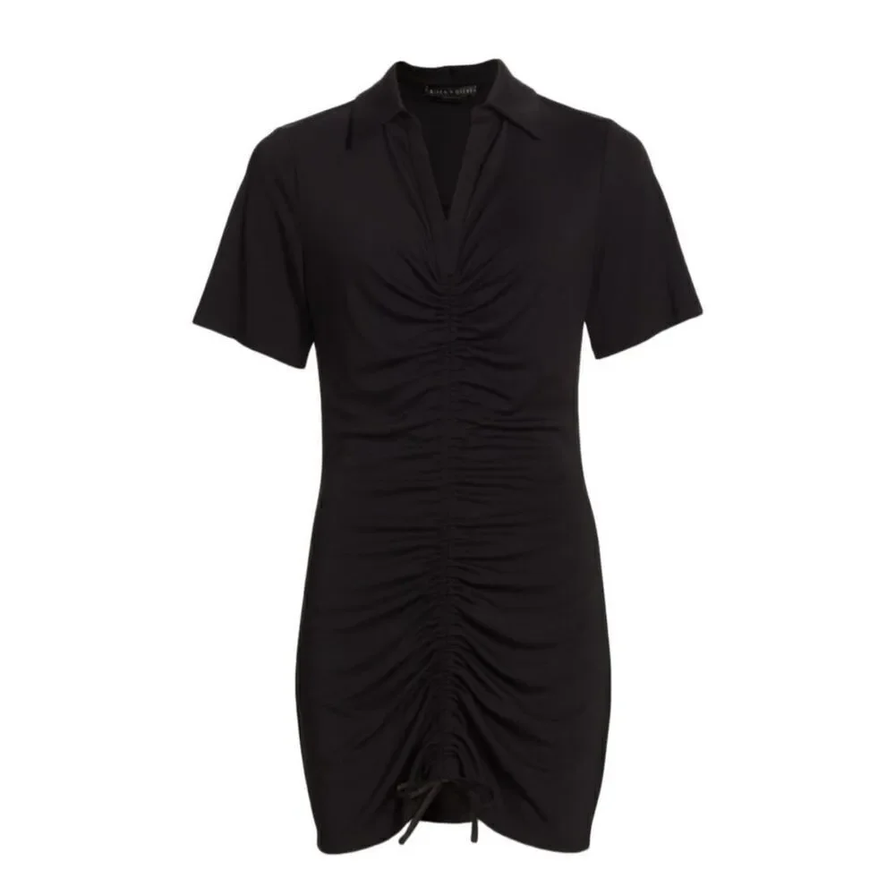 NWT Alice + Olivia Marsha Ruched Polo Mini Dress Tie